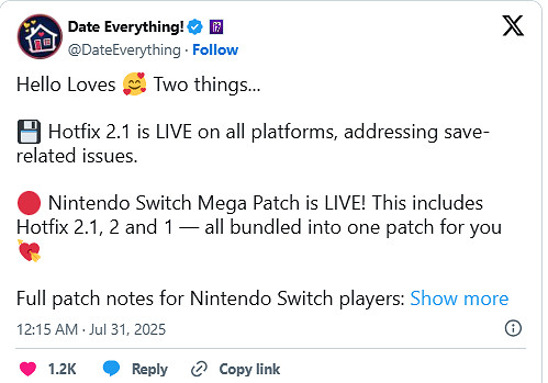 Switch喜迎超級更新檔！《約會模擬器》發布關鍵更新