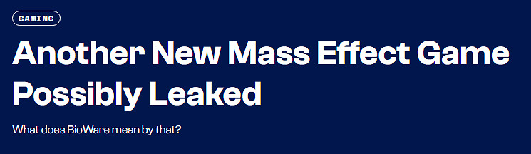 不止正傳!曝另一款《質量效應》新作已進入開發階段 不止正傳!曝另一款《質量效應》新作已進入開發階段