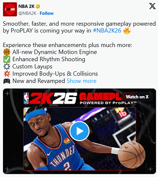 限次世代主機與PC！《NBA 2K26》官宣動作系統升級