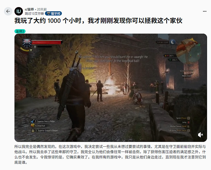 《巫師3》玩家經歷數千小時遊玩新發現:術士可以救! 《巫師3》玩家經歷數千小時遊玩新發現:術士可以救!