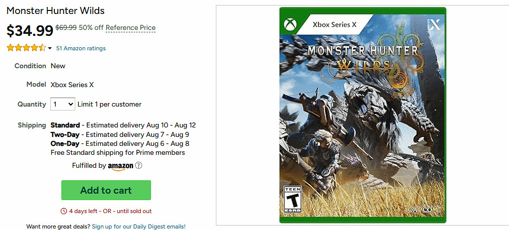 《魔物獵人荒野》限時半價促銷:僅需約新台幣1087元即可入手 《魔物獵人荒野》限時半價促銷:僅需約新台幣1087元即可入手