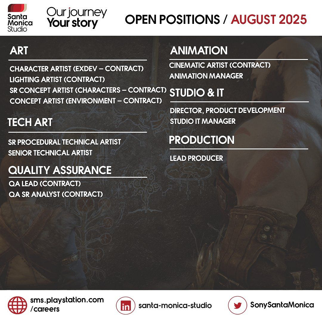 《戰神》工作室招聘啟動:未公布的新項目正待推進! 《戰神》工作室招聘啟動:未公布的新項目正待推進!