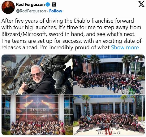 新人選暫未公布!《暗黑破壞神》系列總經理正式離職 新人選暫未公布!《暗黑破壞神》系列總經理正式離職