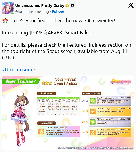 中距離王者！《賽馬娘》全球服實裝馬娘“醒目飛鷹”