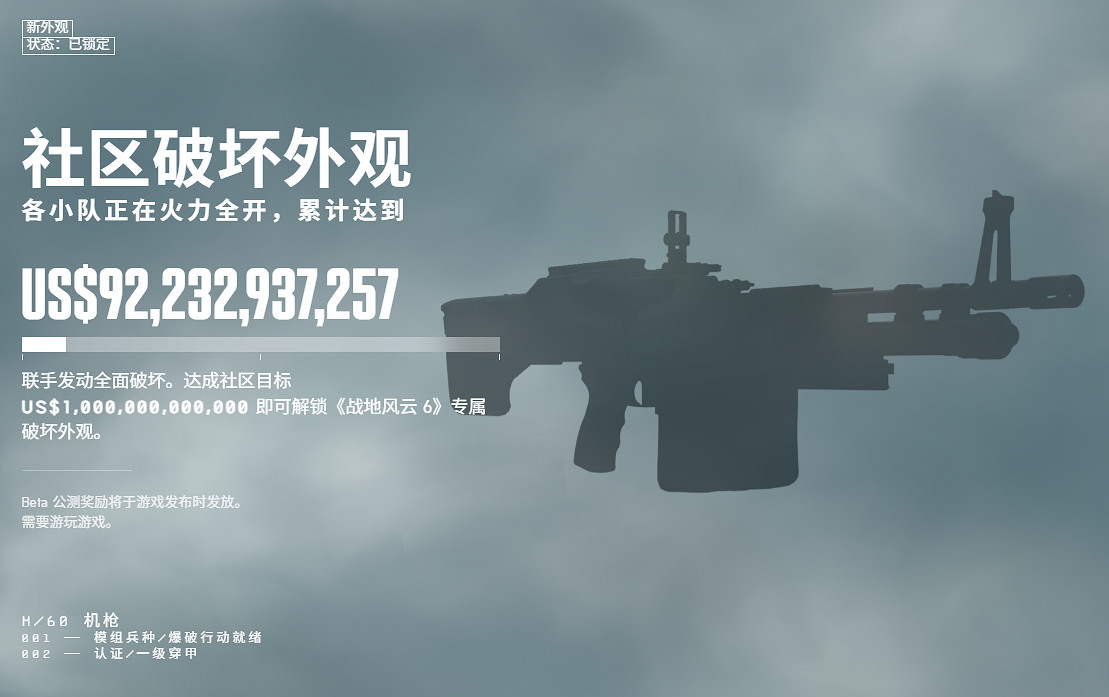 《戰地風雲2042》首周造成700億美元財損 1萬億解鎖M60皮膚 《戰地風雲2042》首周造成700億美元財損 1萬億解鎖M60皮膚