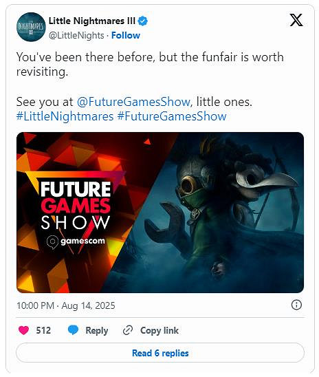 恐怖遊戲《小小夢魘3》確認8月20日亮相未來遊戲展！