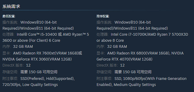 中國大陸研發RPG《山外山》PC配置公布：最低3060 所需150GB