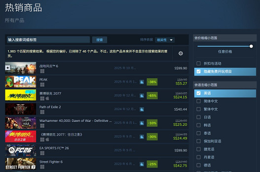 Steam熱銷榜單: 《賽博2077》躋身第三 《戰地風雲2042》登頂!