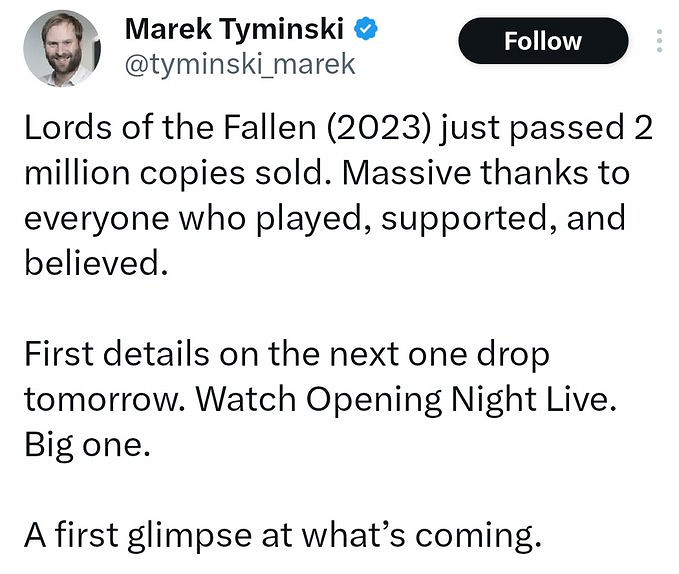 《墮落之主》銷量突破200萬！續作首批細節明天公布