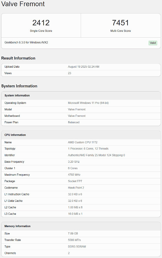 曝Valve全新遊戲主機配置訊息現身Geekbench資料庫! 曝Valve全新遊戲主機配置訊息現身Geekbench資料庫!