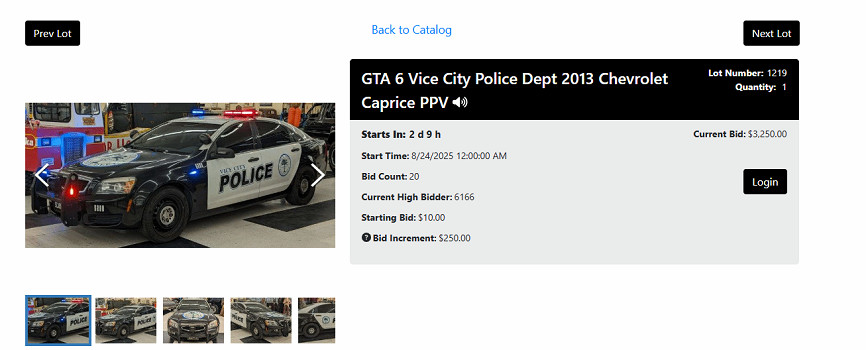 一輛警車上架拍賣平台：用於《GTA6》掃描 10美元起拍