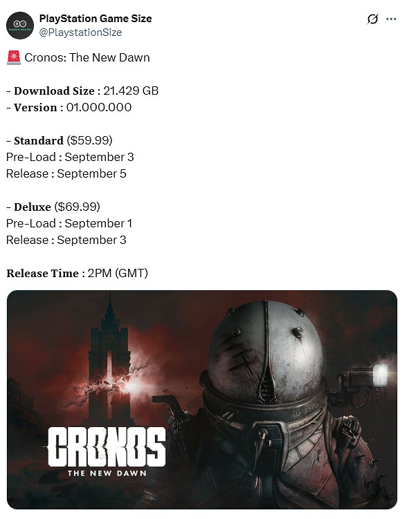 《時間旅者：重生曙光》PS5版容量大小曝光：約21GB！