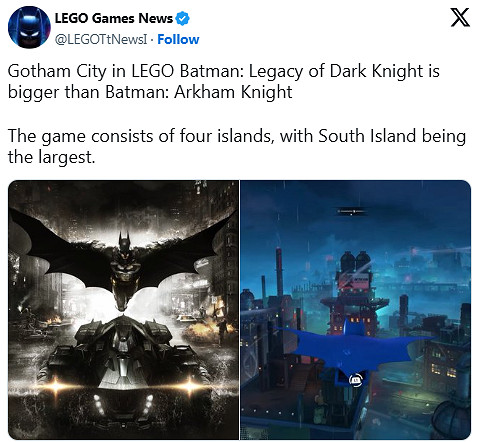 曝《樂高蝙蝠俠》新作地圖將超越《阿卡姆騎士》