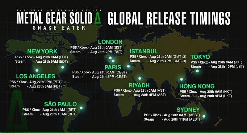《潛龍諜影Δ 食蛇者》全球各地區解鎖時間已經公布
