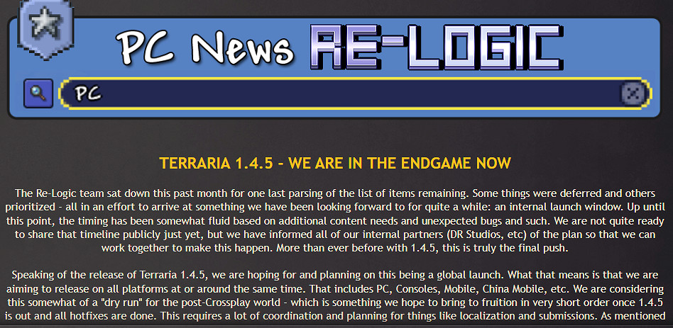 《泰拉瑞亞》即將完成最終更新 未來將不會有大更新 《泰拉瑞亞》即將完成最終更新 未來將不會有大更新