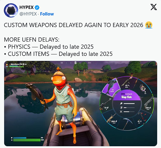 延期至2026年!《堡壘之夜》自定義武器功能再跳票 延期至2026年!《堡壘之夜》自定義武器功能再跳票