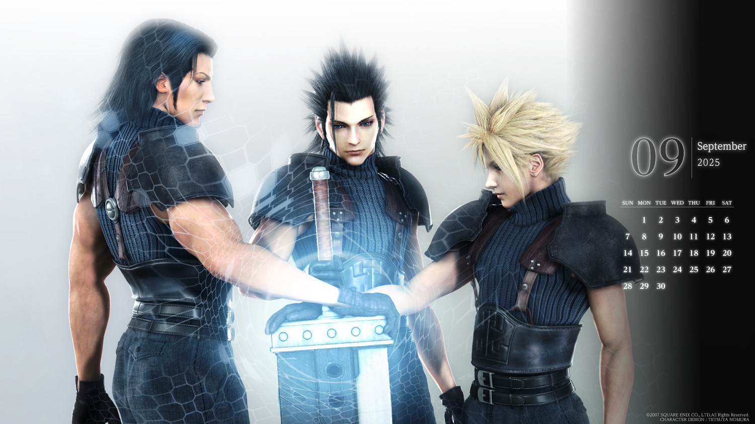 《最終幻想7RE》9月日曆壁紙：三戰士手握破壞神！