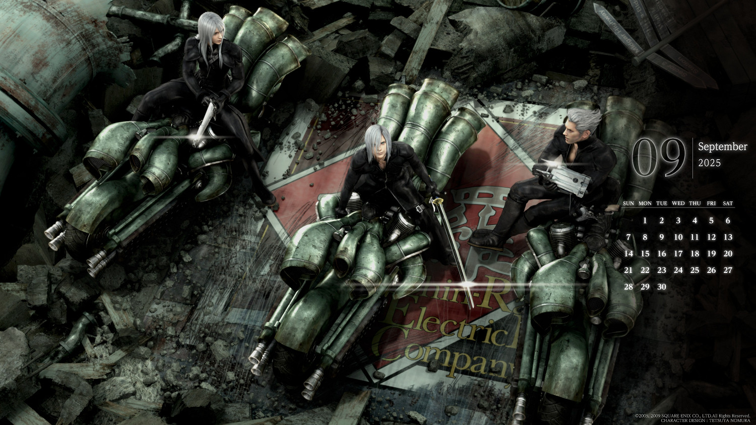 《最終幻想7RE》9月日曆壁紙：三戰士手握破壞神！