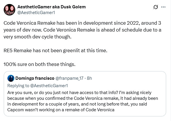 曝《生化:維羅妮卡》重製版已開發三年!正超預期推進 曝《生化:維羅妮卡》重製版已開發三年!正超預期推進