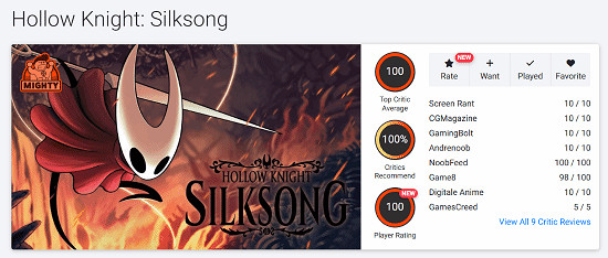 太炸裂了!《空洞騎士:絲之歌》竟獲得OC站滿分評價 太炸裂了!《空洞騎士:絲之歌》竟獲得OC站滿分評價