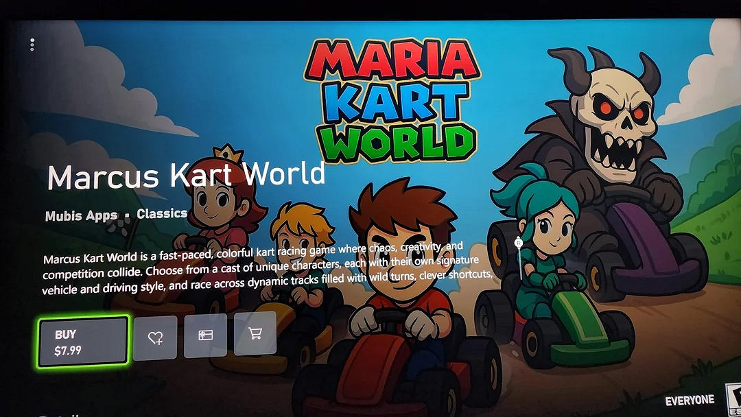 山寨《瑪利歐賽車世界》遊戲現身Xbox商店引發玩家質疑