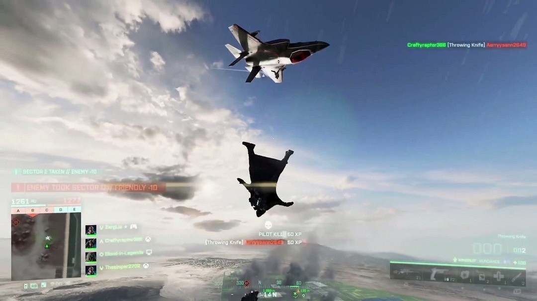 《戰地風雲2042》玩家飛行衣高空小刀擊殺!極具刺客之魂 《戰地風雲2042》玩家飛行衣高空小刀擊殺!極具刺客之魂