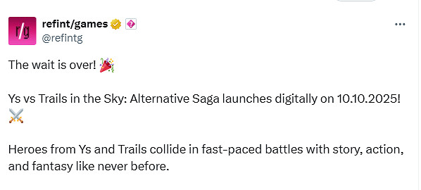 《伊蘇vs空之軌跡:抉擇傳奇》發售日確認!10月上線 《伊蘇vs空之軌跡:抉擇傳奇》發售日確認!10月上線
