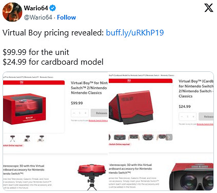 登陸SwitchO服務!任天堂公布Switch虛擬男孩配件售價 登陸SwitchO服務!任天堂公布Switch虛擬男孩配件售價