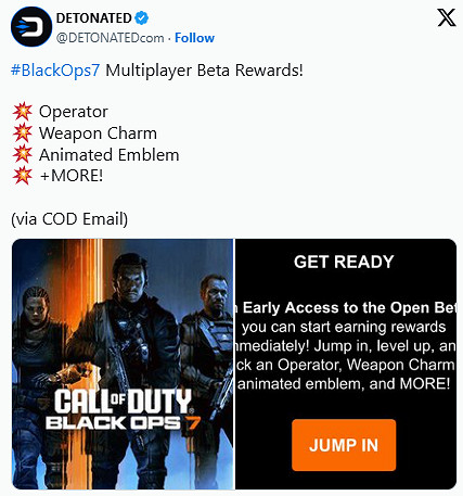 參與解鎖專屬道具!《黑色行動7》公開測試獎勵公布 參與解鎖專屬道具!《黑色行動7》公開測試獎勵公布