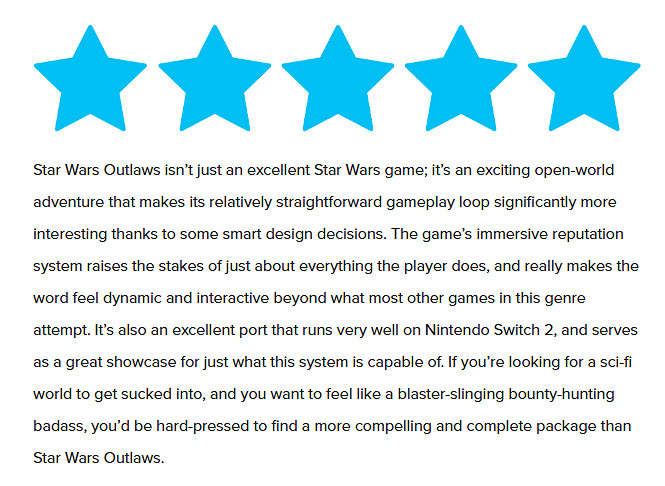 外媒給《星戰:亡命之徒》NS2版滿分:最棒的移植遊戲 外媒給《星戰:亡命之徒》NS2版滿分:最棒的移植遊戲