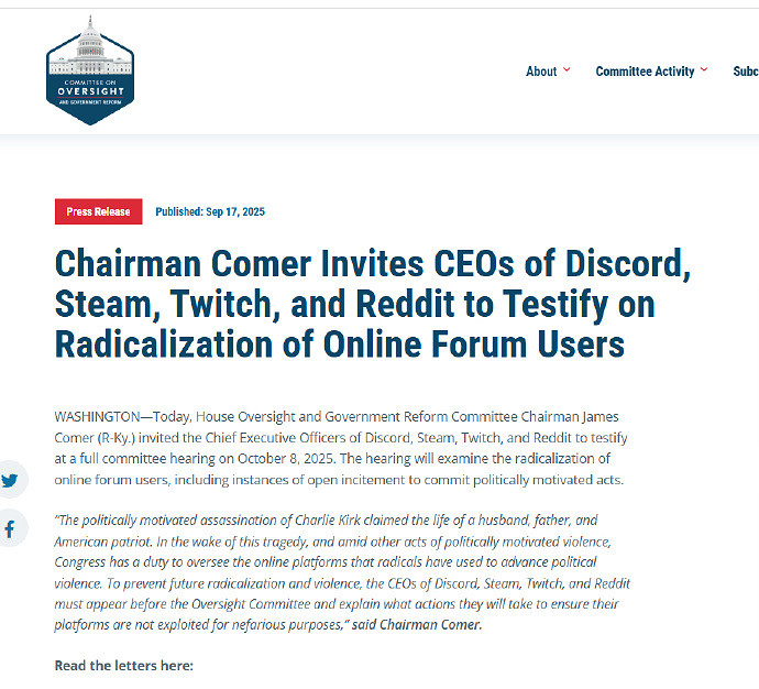 美國國會出手!Steam等企業被約談:不得用於邪惡目的 美國國會出手!Steam等企業被約談:不得用於邪惡目的