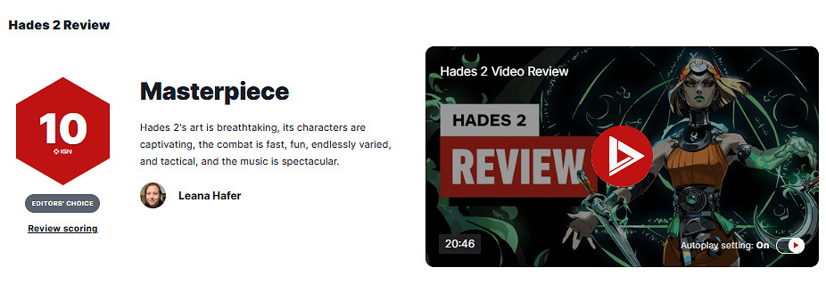 《黑帝斯2》IGN 10分：讓我想起為何熱愛電子遊戲！