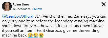 《邊緣禁地4》大量玩家誤操作售貨機痛失傳奇武器
