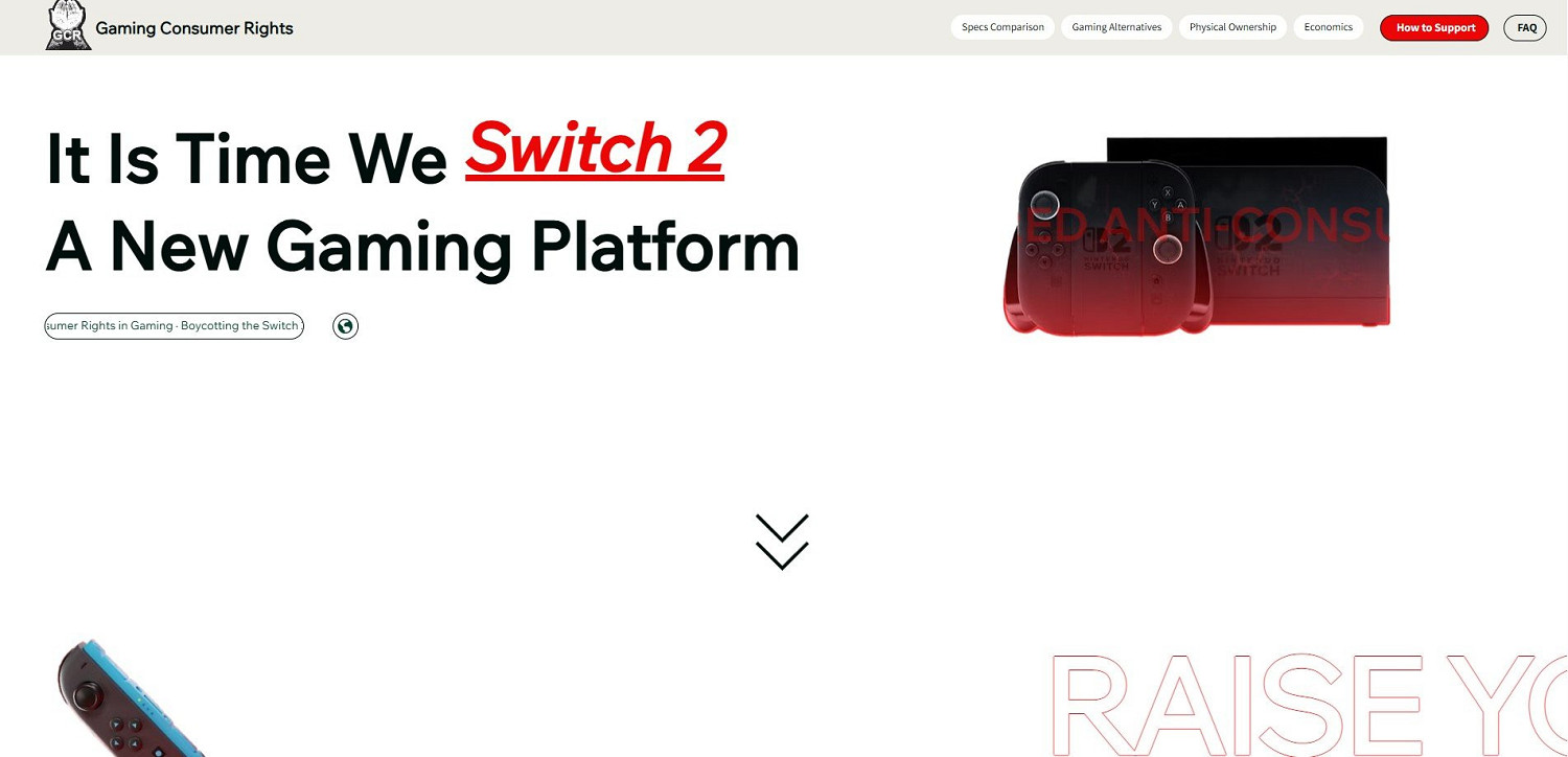 消費者組織創建網站，呼籲抵制任天堂Switch 2！