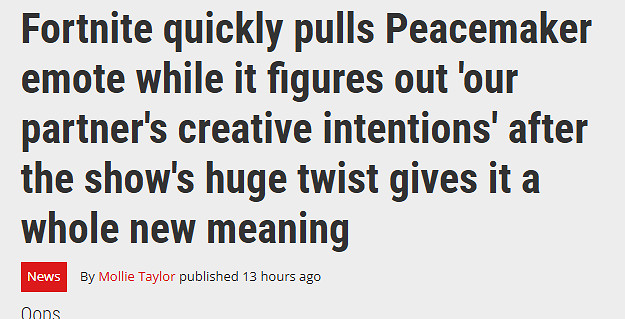 《堡壘之夜》下架了《和平使者》連動表情 疑似因劇透 《堡壘之夜》下架了《和平使者》連動表情 疑似因劇透