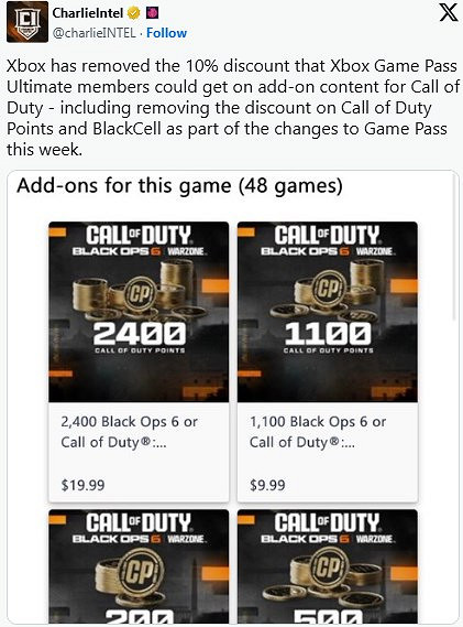 會員權益縮水! Xbox Game Pass (XGP) 終極版取消《決勝時刻》專屬折扣 會員權益縮水! Xbox Game Pass (XGP) 終極版取消《決勝時刻》專屬折扣