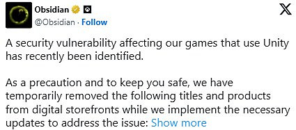 Unity引擎程式碼曝安全漏洞!多款遊戲緊急下架修復 Unity引擎程式碼曝安全漏洞!多款遊戲緊急下架修復
