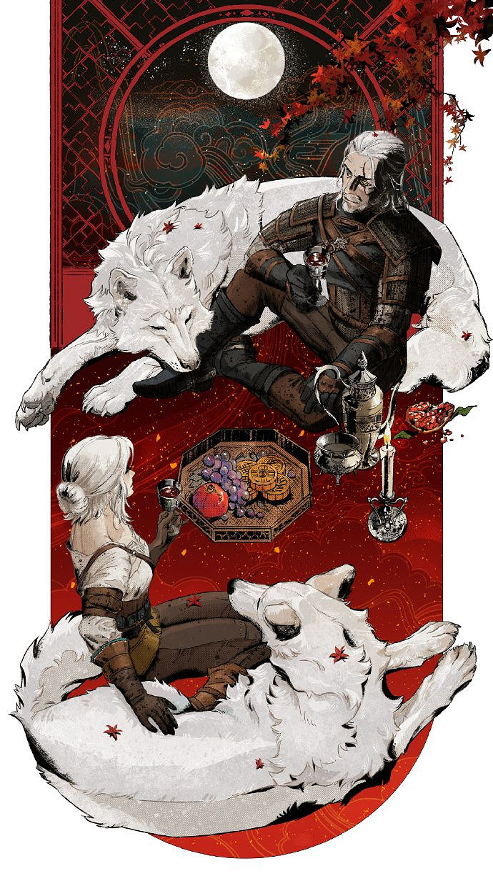 CDPR曬出中秋賀圖！《巫師3》傑洛特與希裡對月共飲