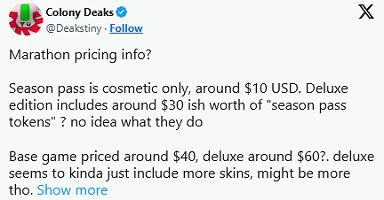 射擊遊戲《馬拉鬆》或定價40美元！首發搭載28款武器