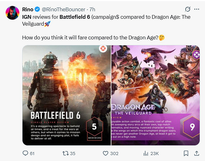 IGN僅給《戰地風雲2042》單人戰役打5分 引發粉絲不滿遭炎上 IGN僅給《戰地風雲2042》單人戰役打5分 引發粉絲不滿遭炎上