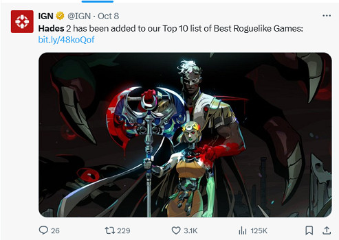 IGN更新“最佳Roguelike遊戲”：《黑帝斯2》榮登榜首！