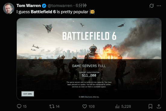 超50萬《戰地風雲2042》玩家正在排隊！伺服器堅挺 依然沒崩