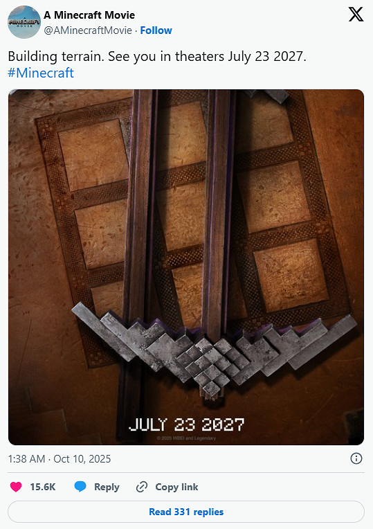 Minecraft大電影第二部定檔，還能再相信你嗎華納？