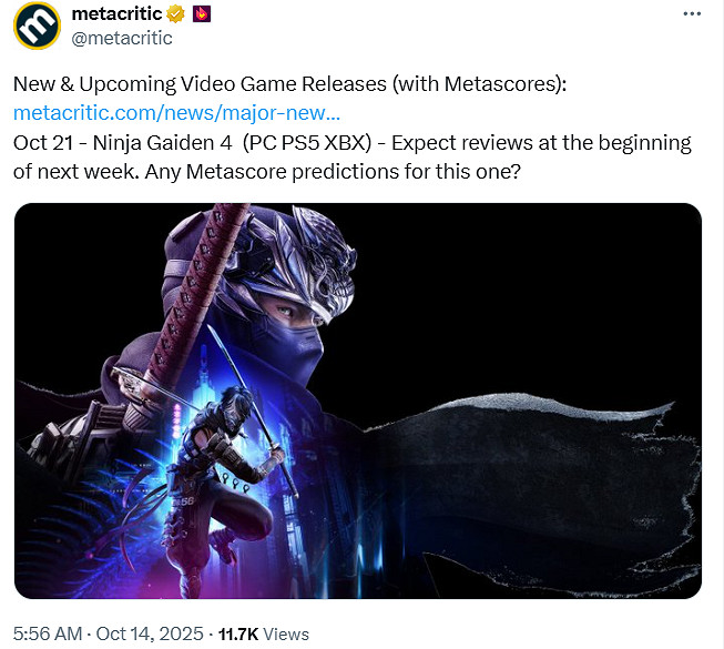 M站預熱《忍者外傳4》媒體評分:多數玩家預測84分! M站預熱《忍者外傳4》媒體評分:多數玩家預測84分!