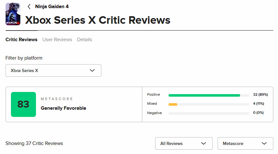 《忍者外傳4》M站評分出爐:戰鬥超爽 殘酷而華麗! 《忍者外傳4》M站評分出爐:戰鬥超爽 殘酷而華麗!