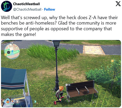 《寶可夢傳說ZA》長椅設計引爭議！被指針對流浪者