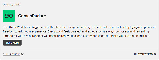 科幻太空歌劇《外圍世界2》媒體評測解禁!M站均分85 科幻太空歌劇《外圍世界2》媒體評測解禁!M站均分85