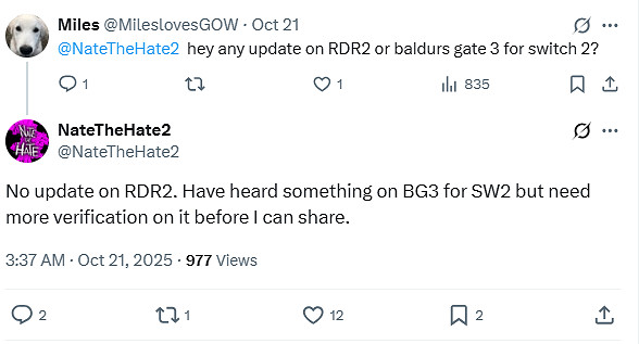 爆料人稱《柏德之門3》或正在為Switch2平台開發中！