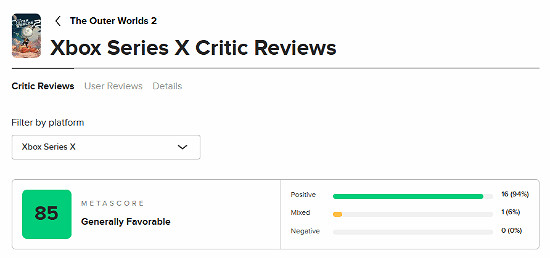 科幻太空歌劇《外圍世界2》媒體評測解禁!M站均分85 科幻太空歌劇《外圍世界2》媒體評測解禁!M站均分85