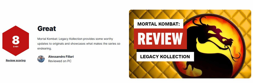 《真人快打:傳奇合集》IGN 8分:早期作品的偉大總結 《真人快打:傳奇合集》IGN 8分:早期作品的偉大總結